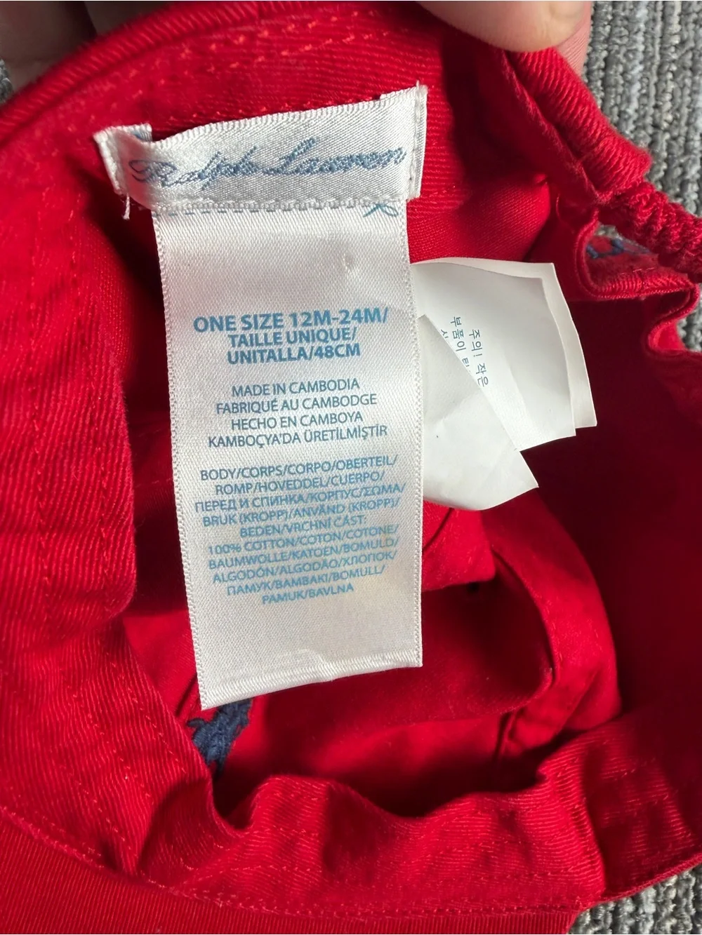 Ralph Lauren Red Solid Cotton Baseball Cap w/ Embroidered Logo Adjustable